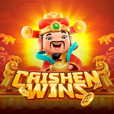 Personagem Caishen e logotipo Caishen Wins